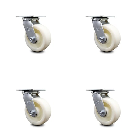 Service Caster 5 Inch Nylon Swivel Caster Set with Roller Bearing and Swivel Lock SCC SCC-30CS520-NYR-BSL-4